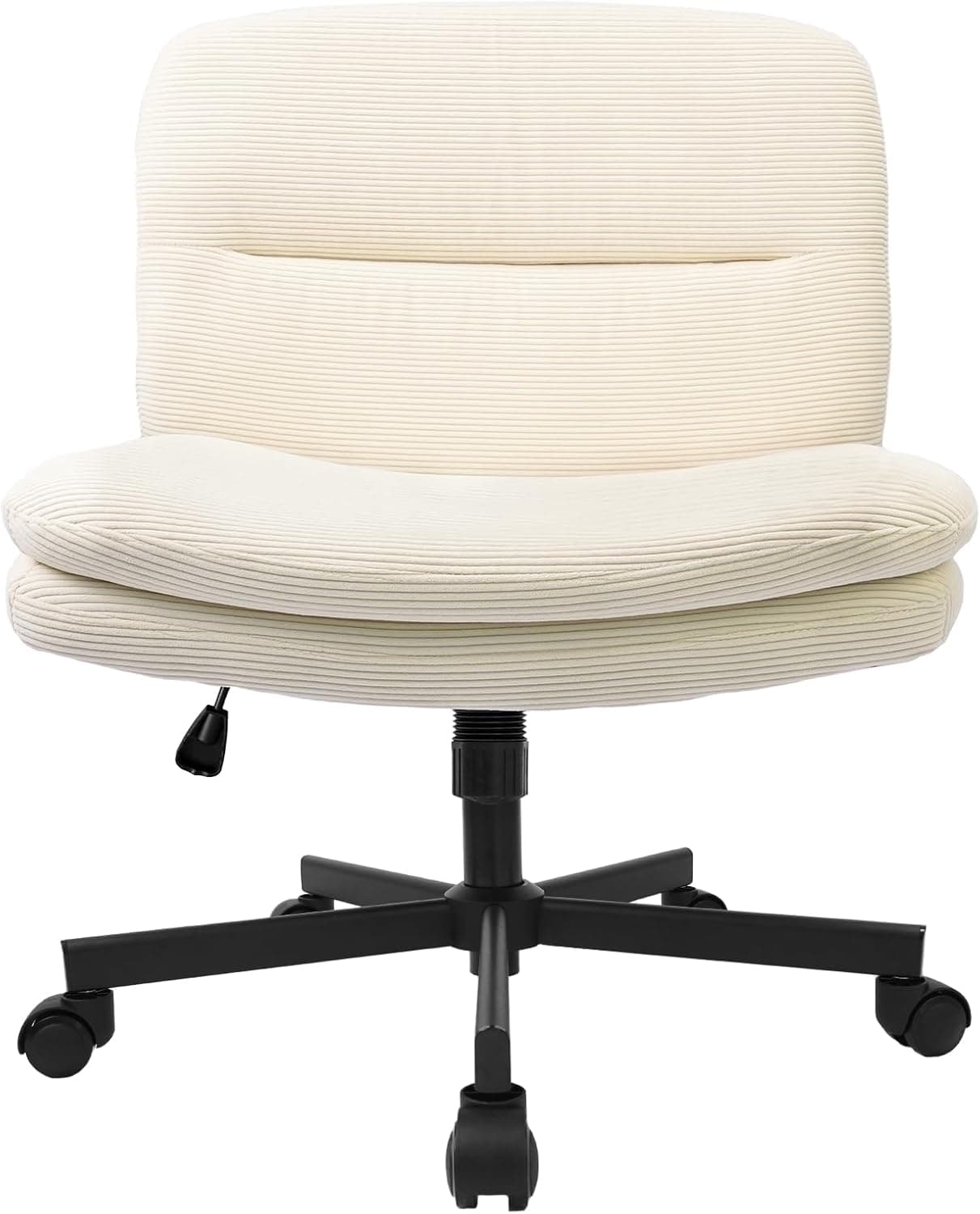 Chaise de Bureau Ergonomique, Pivotante 360° avec roulettes et Frein à Gravité, sans Accoudoirs, Réglable en Hauteur, Chaise Ergonomique Supporte 136 kg, pour Chambre à Coucher, Salon, Beige