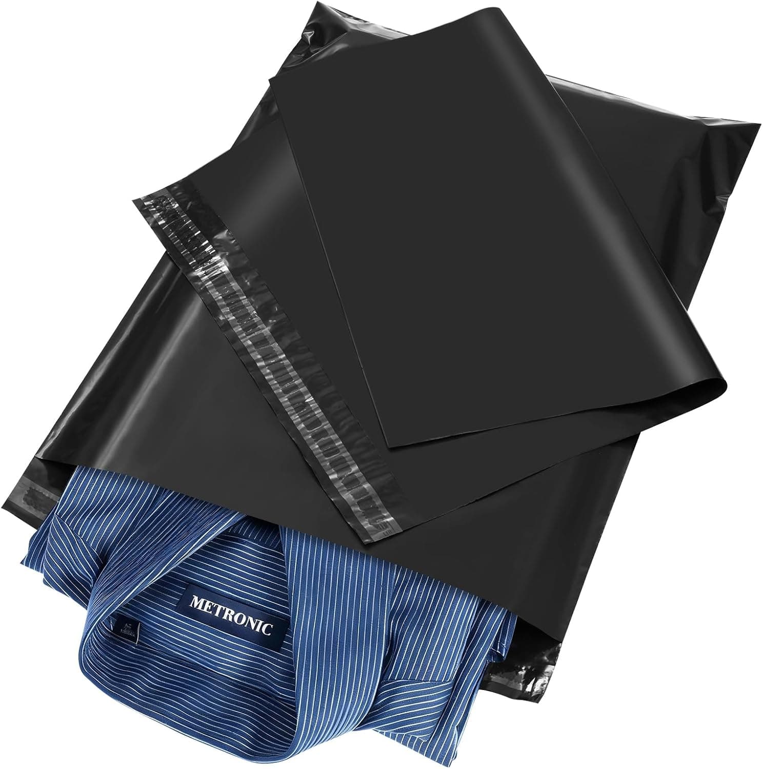 Metronic Poly Mailers 12x15.5 Envelope Mailers 100pack Shipping Bags with Self Adhesive Waterproof and Tear-Proof Postal Bags in Black