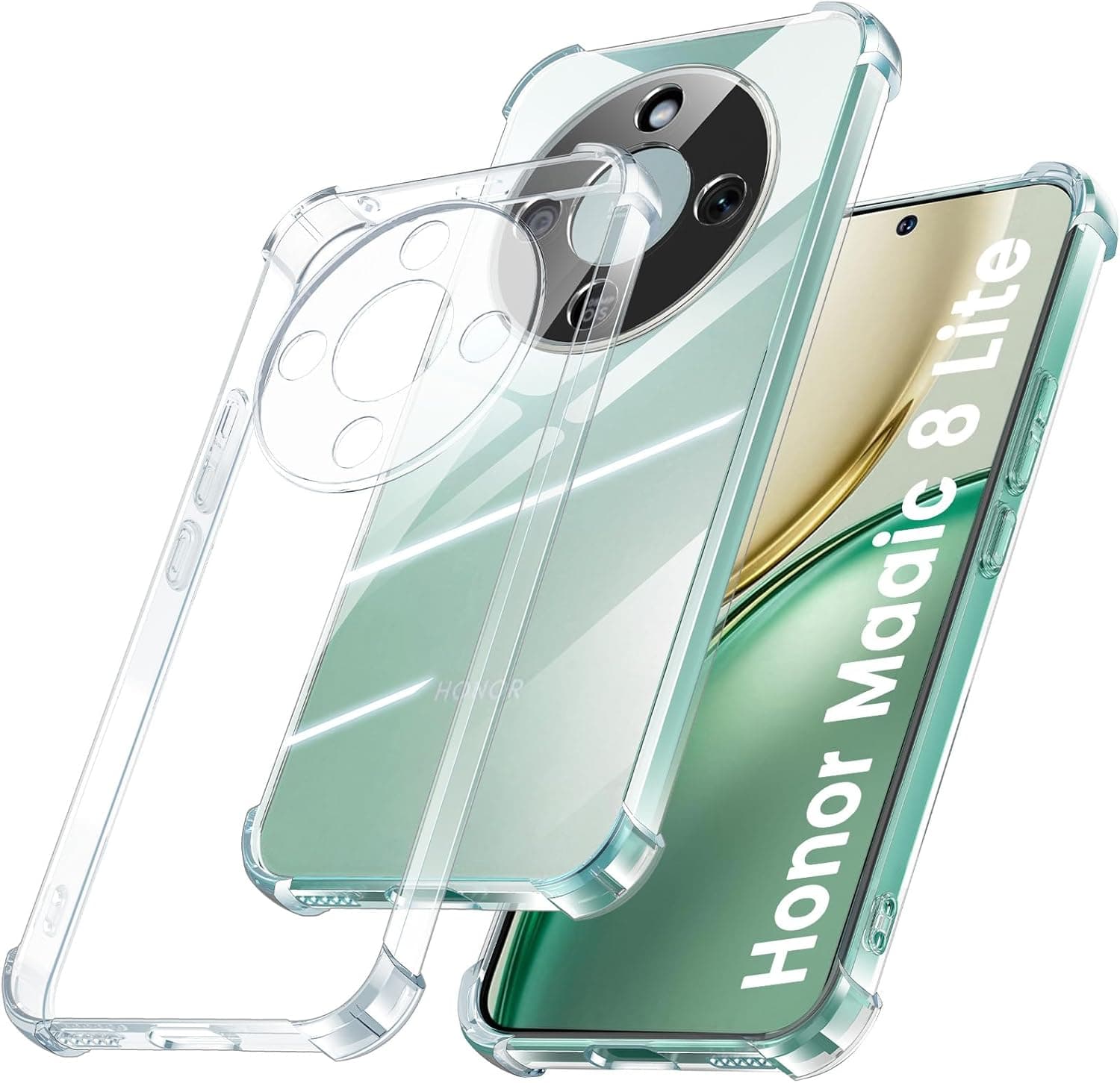 Yohii Cover per Honor Magic 8 Lite, [Protezione Fotocamera] Custodia Antiurto Chiaro, TPU Morbido Silicone Antigraffio Anti Ingiallimento Case, Trasparente