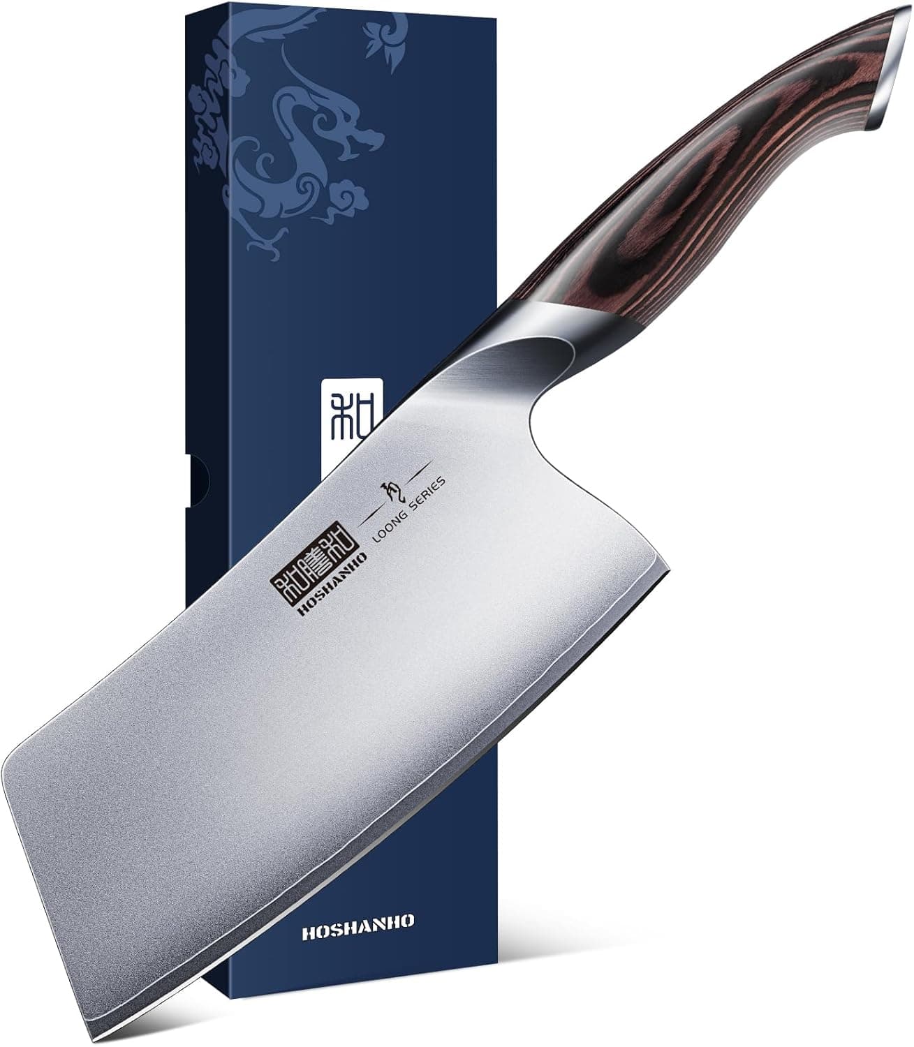 HOSHANHO Mannaia Coltello 18cm, Coltello da Cuoco Cinese Professionale Coltello da Cucina in Acciaio al Carbonio, Giapponesi Coltello per Verdure con Impugnatura Ergonomica