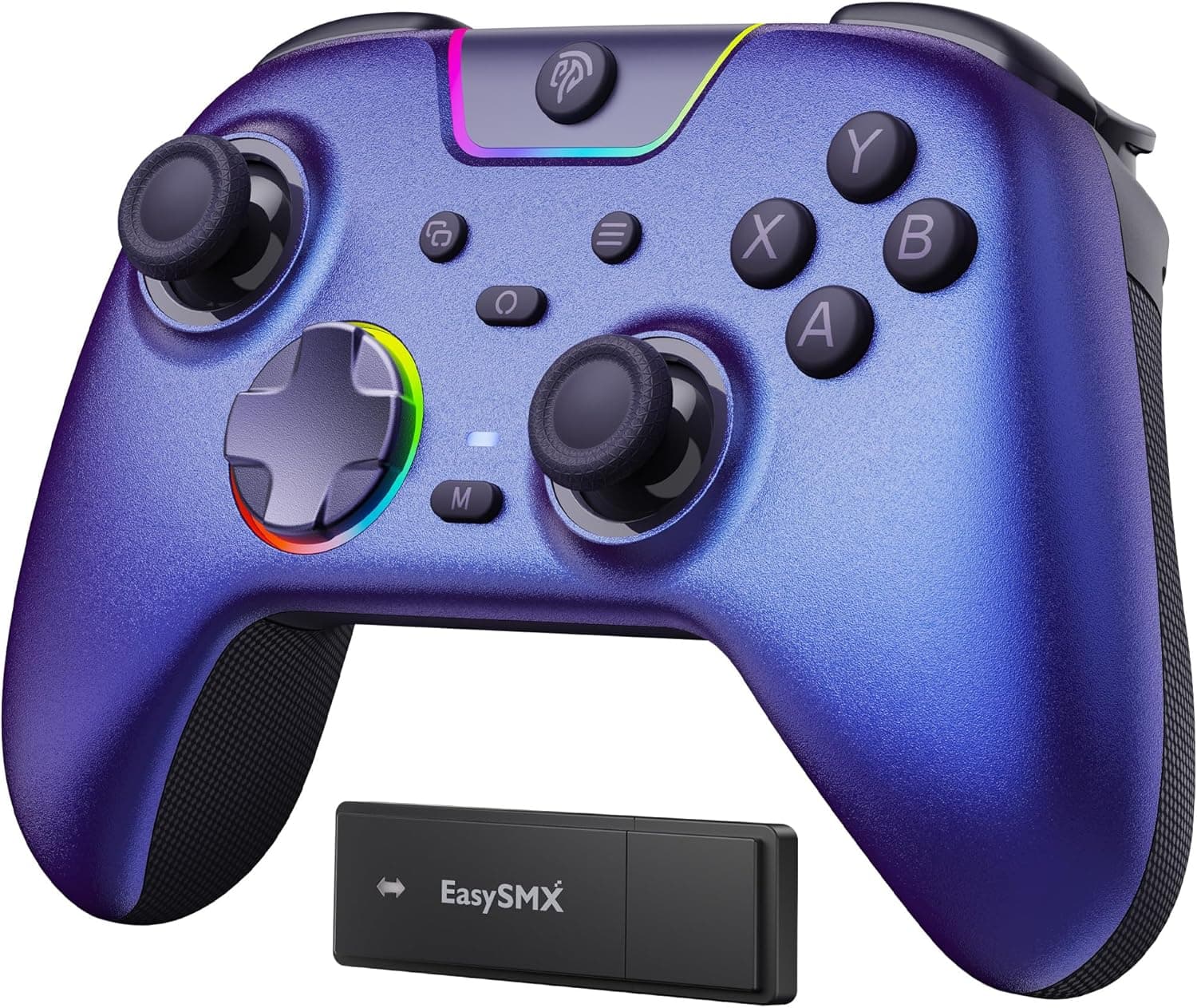 EasySMX X05 Pro Wireless PC Controller, Upgraded Dual-Stage Triggers, Hall Joysticks, 1000Hz Polling, 2 Programmable Buttons, 1000mAh, Multi-Platform Controller for PC/Switch/Android/iOS, Purple